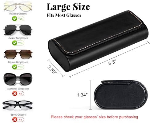 Image of RayLove Hard Shell Glasses Case, Lightweight Leather Eyeglass Case, Travel-Friendly Sunglasses Protector for Men & Women