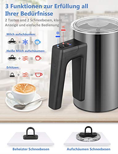 YISSVIC Milchaufschäumer 300ml Elektrisch Automatischer Milchschäumer Aufschäubar für Warme und Kalte Milch Basisstation… – Bild 3