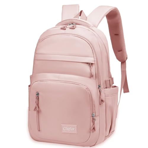Clufar Schulrucksack Mädchen 5 klasse Rosa Leicht Laptop Rucksack Schule Teenager Mädchen Groß Komfortabel schulranzen Schultasche School Bag Schulrucksäcke Wasserdicht für Mädchen Junge,Pink