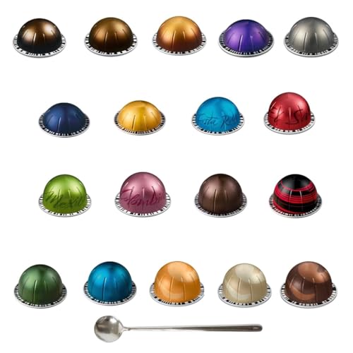 Variety Discovery Sampler 18 Capsules BULK Pack with Spoon / 18 Assorted Flavors Pods/Espresso & Lungo Coffee Mix Capsules Pods (18, Assorted Flavors Capsule Pods)