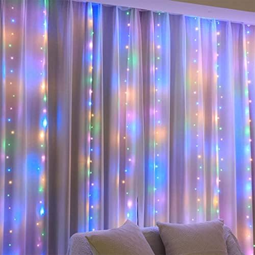 GaHeslop Curtain Lights with Remote and Hooks, 3m x 3m USB Operated Window Fairy Twinkle Lights, 8 Modes, Timer, 300 LED Copper Light, Waterproof String Lights for Xmas, Bedroom, Party(Multi-coloured)