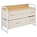 mDesign Wide Dresser Chest with 5 Removable Fabric Drawers - Furniture Storage Unit with Steel Frame and Wood Top for Bedroom, Office, Home Organization - Cream/White