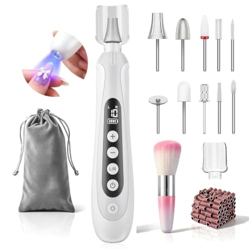 Electric Nail File Toe Nail Grinder for Thick Toenails & Callus for Manicure and Pedicure with LCD & Lamp Gifts for Men Women