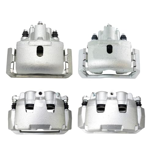 Image of TRQ Front and Rear Brake Caliper Set Zinc Coated Brackets Compatible with 2007-2009 Chrysler Aspen 2007-2009 Dodge Durango 2009-2010 Dodge Ram 1500 2011-2018 Ram 1500