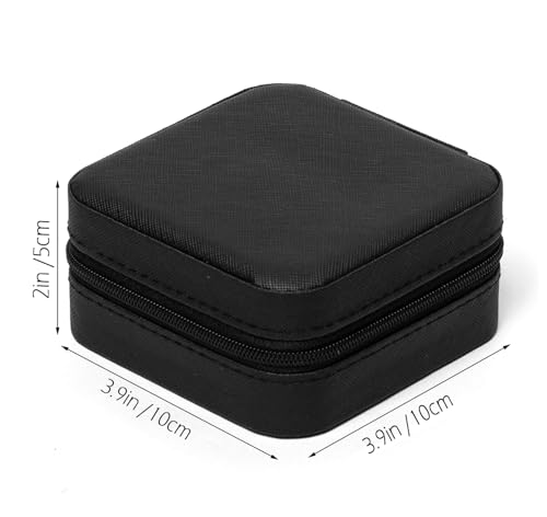 Image of INOVERA (LABEL) Stylish Jewellery Organiser Box for Womens & Girls -Small Portable Travel Case for Storing Rings, Earrings, Necklace with Zipper (Black)