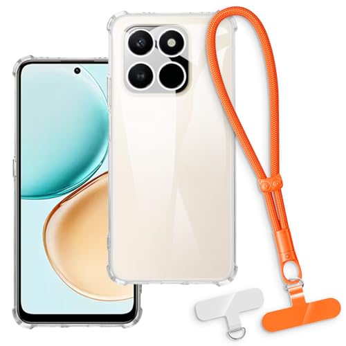 OAGELIM 2-in-1�ی�P�[�X�ƃ��X�g�X�g���b�v Huawei Honor 400 Smart 5G �Ƃ̌݊������� ���O���\�ȃ��j���[�h�t���d�b�J�o�[�A����~�ߕ����h�~�O���b�v�n���h�� (�N���A + �I�����W)