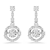 Swarovski Constella Drop-Ohrhänger, Rundschliff, Dancing Stone, Weiß, Rhodiniert