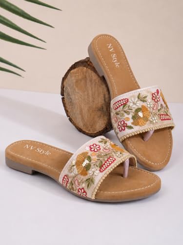 Image of Women's and Girls Flat Slipper Light weight Comfortable Soft TPR Sole Slip-On Casual Sandals Footwear for Office Casual 1 Pair