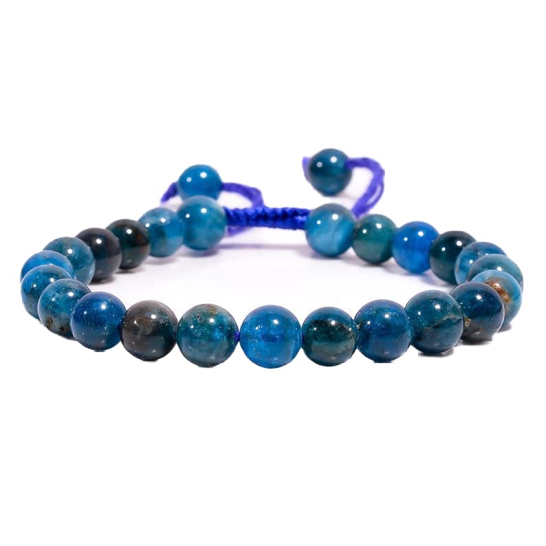 Bracelet en apatite bleue cadeau de guérison et prospérité pour homme