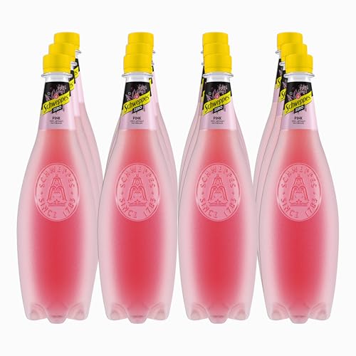 Schweppes Tónica Pink Zero, Sin Azúcar ni Calorías, Bebida Refrescante - Botella PET, Pack 12 x 1 L