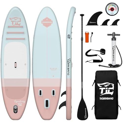 TIGERXBANG 11'6"/11'/10' Inflatable Paddle Board with Complete Accessories, Versatile Premium Paddle Boards for Adults/Youth, Stand Up Paddle Board Polar/Wave/Sunny Wave Collection