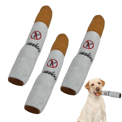 VARKAGE 3 Stücke hundespielzeug Joint Zigaretten Spielzeug Hund Interaktives Plüsch hundespielzeug zigarettenpackung Kauknochenspielzeug für Klein Mittel Groß Hunde (Weiß)