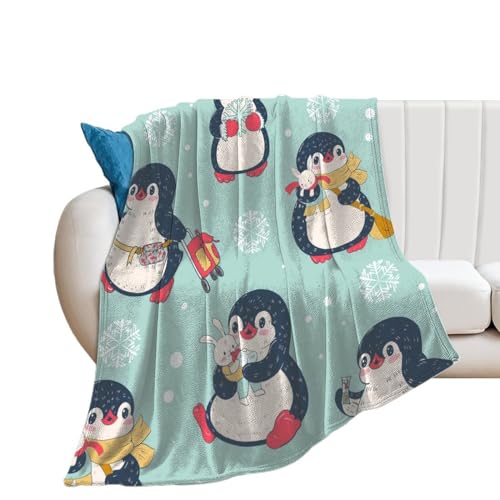Couverture polaire dessin animé pingouin cadeau idéal lit canapé 150x200cm - 2