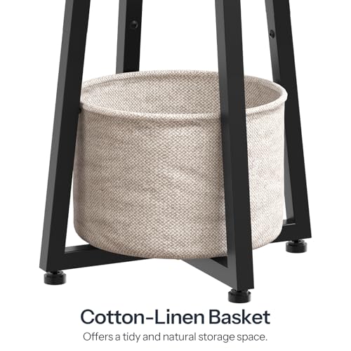 Image of HOOBRO Small Round Side Tables, Set of 2, 2-Tier Round Sofa End Tables, Compact Nightstands with Cotton Linen Storage Basket, for Small Space, Living Room, Bedroom, Dorm, Rustic Brown BF183BZP201
