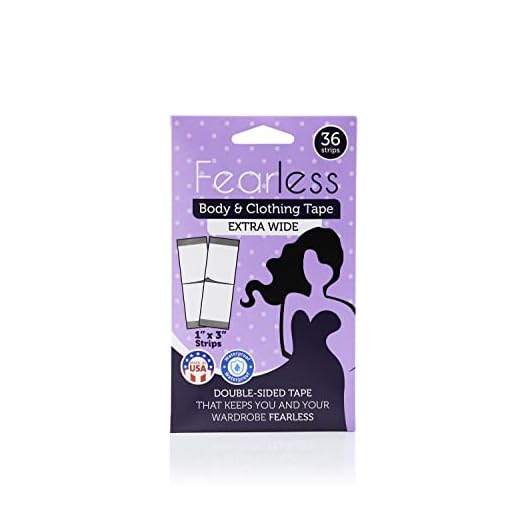 Fearless Tape - Double Sided Extra Wide Tape for Fashion, Clothing and Body (36 Strip Pack) | Transparent Clear Color for All Skin Shades