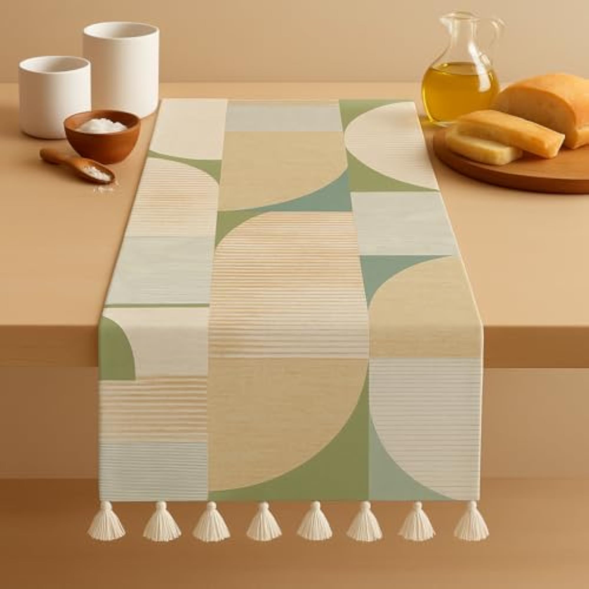 Abstract Harmony Tassel Table Runner for Centre Table