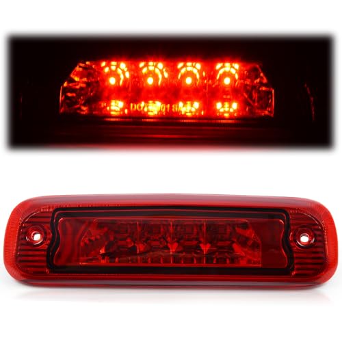 G-PLUS LED Third 3rd Brake Cargo Light Compatible With 1997 1998 1999 2000 2001 Cherokee, Rear Roof Center High Mount Stop Tail Light Replacement (Chrome Housing Red Lens)