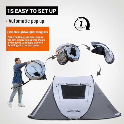 EchoSmile Instant Pop-Up Camping Tent, 2 Person Tent, Family Tents for Camping, Portable Automatic Tent, Water Resistance Dome Tent, Easy Set up Windproof Outdoor Backpacking Tent  image 1