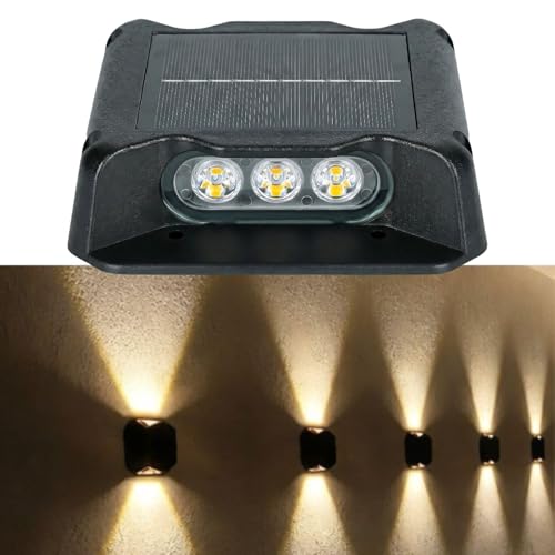 Image of LITVERSE Solar Powered LED Deck Light for Outdoor | 6 LED Step Wall Light | Waterproof Garden Pathway Stair Fence Lighting | Auto On /Off Solar Deck Lamp for Yard, Patio & Walkway - Black