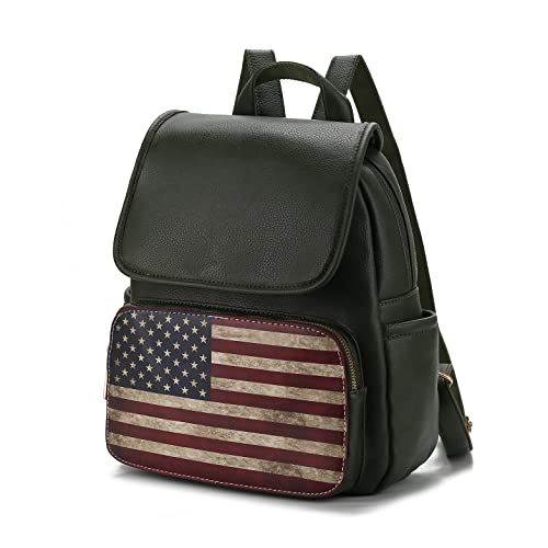 MKF Collection Mochila feminina de couro vegano com alça superior para viagem da Mia K, Regina azul-marinho, G