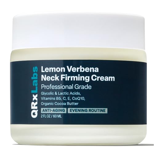 QRxLabs Lemon Verbena Neck Firming Cream – Tightening & Lifting Moisturizer for Loose, Wrinkled or...
