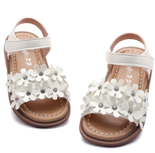 DADAWEN Girl's Summer Beach Water Sandals Soft Sole T-Strap Flat Sandal (Toddler/Little Kid)