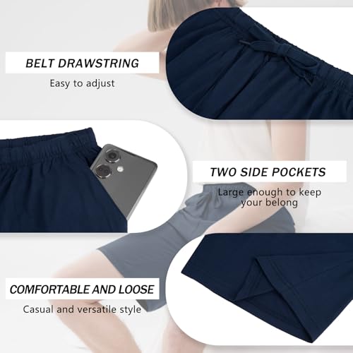 Mens Pajama Shorts, Mens Sleep Shorts Lounge Soft Comfy Pj Bottom Sleeping Pants Breathable Summer Modal Sleepwear(2 Packs)4