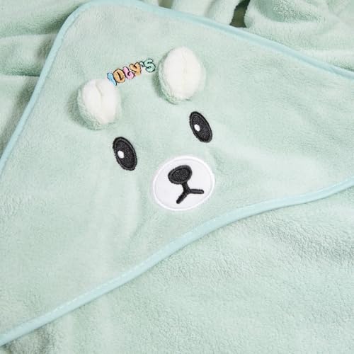 Image of Ioly's Hooded Baby Bath Towels for Newborn Essentials 41 inch Set of 2 Towels with Hood for Kids Babies Toddler Infant (Large) Baby Towel Cosas para Bebes recien nacidos Bath Items (White and Green Aqua)
