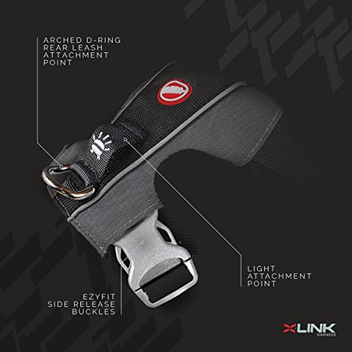 EzyDog No-Pull Hundegeschirr für Mittelgroße und Große Hunde, X- Link Anti Zug Geschirr Hund Verstellbar, Reflektierendes, Größenverstellbar, Brustgeschirr Gepolstert (M, Rot)