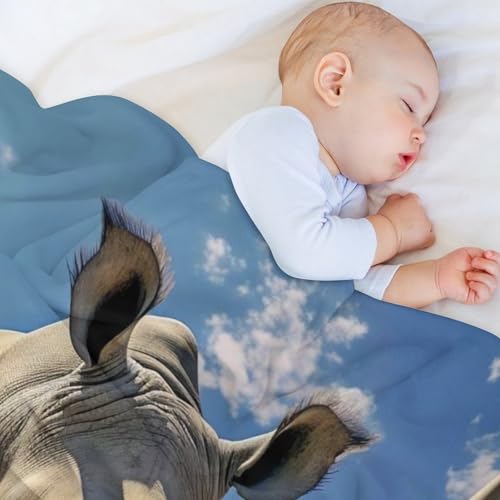 Couverture super douce et moelleuse rhinocéros 3D grand format pour lit et canapé