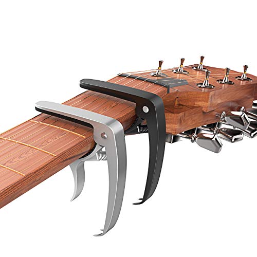 Guitar Capo, 2 Pack Universal Capo for Acoustic, Classical, Electirc Guitars, Ukulele, Banjo, Mandolin, Bass, 2-in-1 Acoustic Guitar Capo with Replacment of String Design for 6 & 12 String Instruments