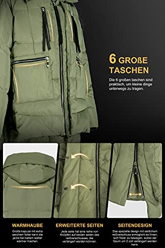 Orolay Damen Daunenmantel mit Verdickung Parka Kapuze Langer Puffer Mantel für Winter Gesteppte Gepolsterte Winddichte Oberbekleidung Gelb M