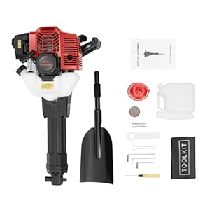 Mqwdxzfes 52CC 2-Takt Benzin Baumaushebemaschine, 1900W Tragbarer Baumausheber, Garden Tree Digger, Meißelhammer Erdbohrer Gartengerät für Garten Bodenarbeiten Forstwirtschaft, 3.5n.m/5000rpm