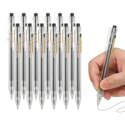 PATIKIL Bolígrafos Gel 0.5mm Negro Pack 12