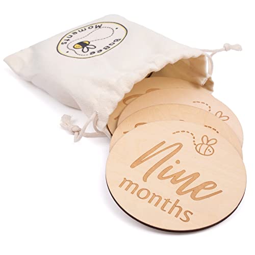 BaBee Moments Baby Milestone Cards - 14 Baby Monthly Milestone Cards from Newborn to 1 Year - Baby Girl Boy Photo Props for Keepsake Gift for Babies