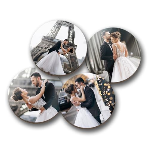 Smile Art Design Upload 4 Images Circle/Round Custom Coaster Print