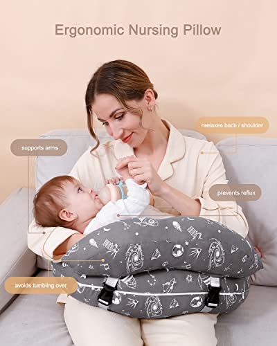 Insugar Nursing Pillow For Breastfeeding, Plus Size Shredded Memory Foam Breastfeeding Pillows For Mom And Baby, More Support With Fence Protection, Adjustable Waist Strap, Removable Cotton Cover #TOP4