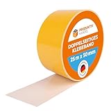 Produktiv Handel Doppelseitiges Klebeband 1 Rolle | starkes Teppich Klebeband 25m x 50mm...