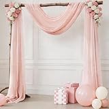 Wedding Arch Draping Fabric Blush 29' X 20FT Chiffon Fabric Sheer Drapes for Wedding Ceremony Arbor Engagement Party Bridal Shower Decoration | Blush Backdrop Fabric 1 Panel