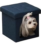不二貿易 ペットハウス 収納スツール 幅30×奥行30×高さ30cm ネイビー ファブリック 折り畳み可能 mini 53703