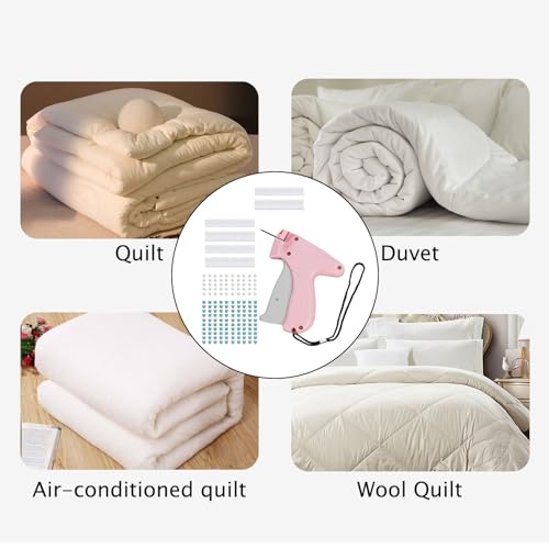 SSKHE Quick Clothing Fixer Kit, Micro Stitch Portable Gun for Clothes And Quilt Sewing, Mini Label Sewing Quilting Hemming Tool with 1100 Mini Micro Fasteners And 150Pcs Replaceable Bear Buttons