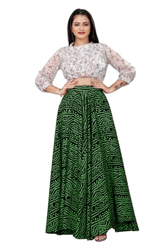 Image of Women's American Crepe Blooming Flared Long for Traditional Stitched A-line Flare Skirt for Girls with 12 Meter Flare 40inch Height