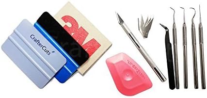 Deluxe Vinyl Tool Bundle, with 4 Application squeegees, Pick Tools, and Precision Knife- Prefect for Vinyl Weeding and Application- for Use with Cricut, Silhouette Cameo, Oracal, Siser