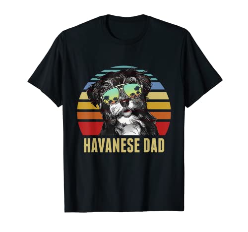 Havanese Best Dog Dad Ever Retro Sunset Beach Vibe Camiseta