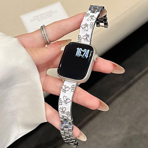 Coque Watch 11 46 mm argent et son bracelet papillon en métal pour vos soirées