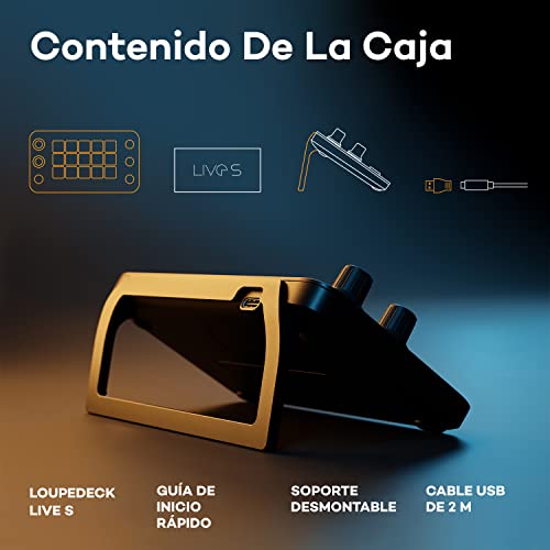 Loupedeck Live S: la Consola de transmisión para productividad de Escritorio, Control de Flujo Completo y creación de Contenido con Botones LED Personalizables de Pantalla táctil, diales y Botones