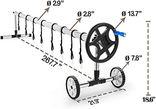 Nollapo Aluminum Solar Swimming Inground Pool Cover Reel Set, Up to 22-Feet Wide x 40-Feet Length - Thumbnail 4