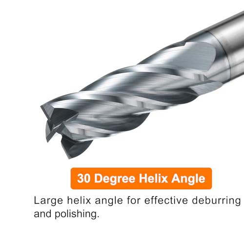 Image of HARFINGTON Carbide Square Nose End Mill Bit 25 /64 inch Cut Dia 4 Flutes TiAlN Coated Milling Cutter for Hardened Steel Metal (25 /64 inch Shank 1 inch Cut Length 2-3 /4 inch Long 30 Degree Helix HRC53-55)