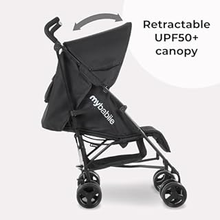 My Babiie MB01 Stroller - from Birth to 4 Years (22kg), Lightweight & Compact Umbrella Fold, Travel Buggy for Toddlers - Black
