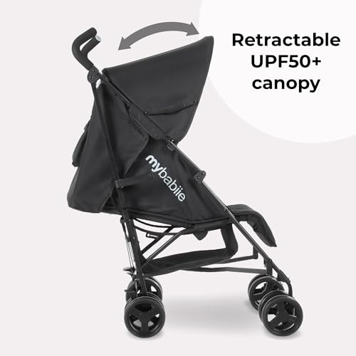 My Babiie MB01 Stroller - from Birth to 4 Years (22kg), Lightweight & Compact Umbrella Fold, Travel Buggy for Toddlers - Black - Image 2